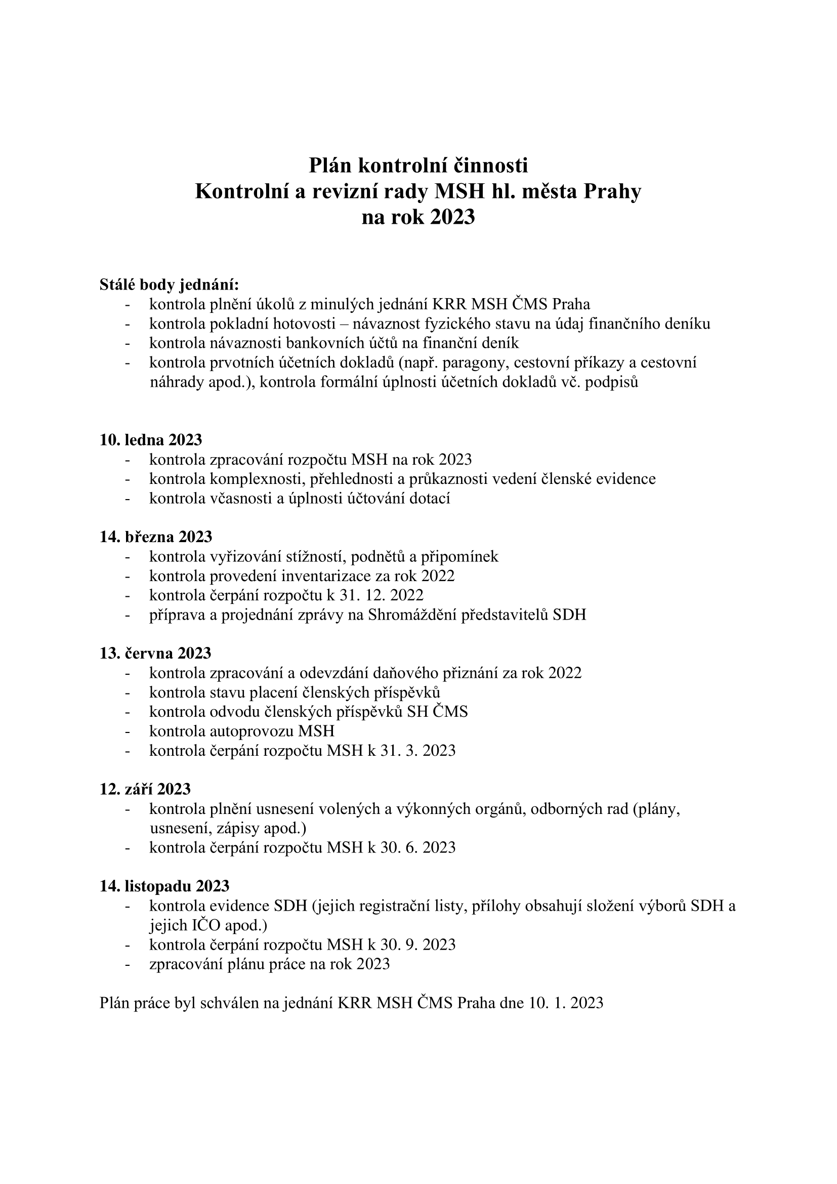 Plán kontrolní činnosti KRR Praha 2023 1